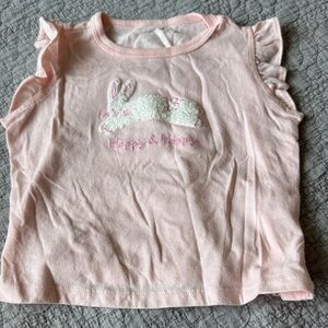 First Impressions Pink Tee with Bunny Embroidery